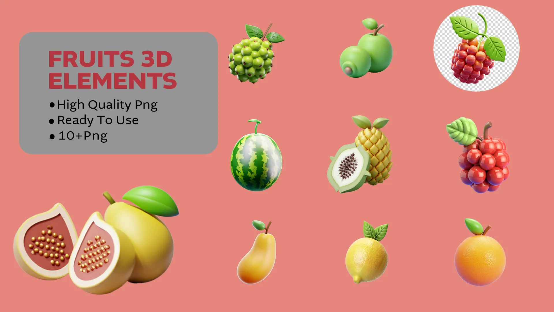 Vibrant Fruit 3D Pack for Creative Design
